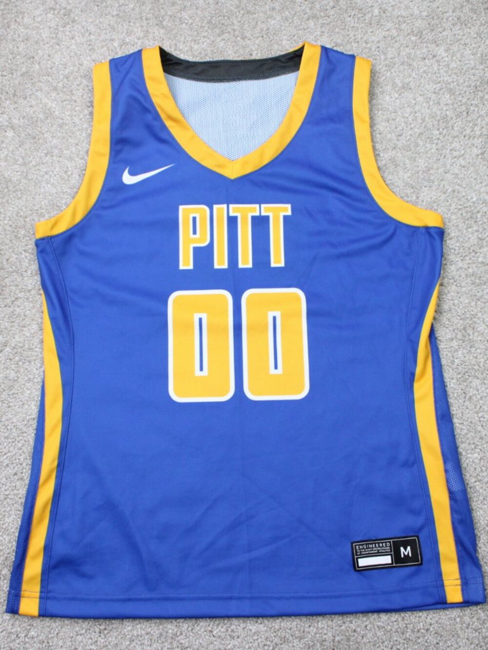 Nike Pitt Panthers Basketball Jersey Mens Medium Blue/Yellow Engineered NCAA